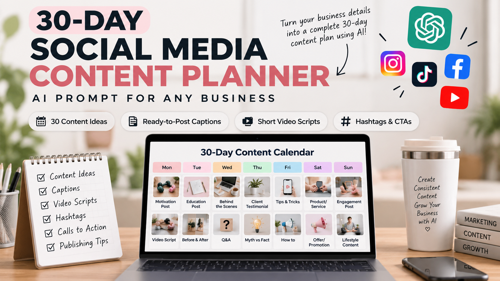 30-Day Social Media Content Planner for Any Business