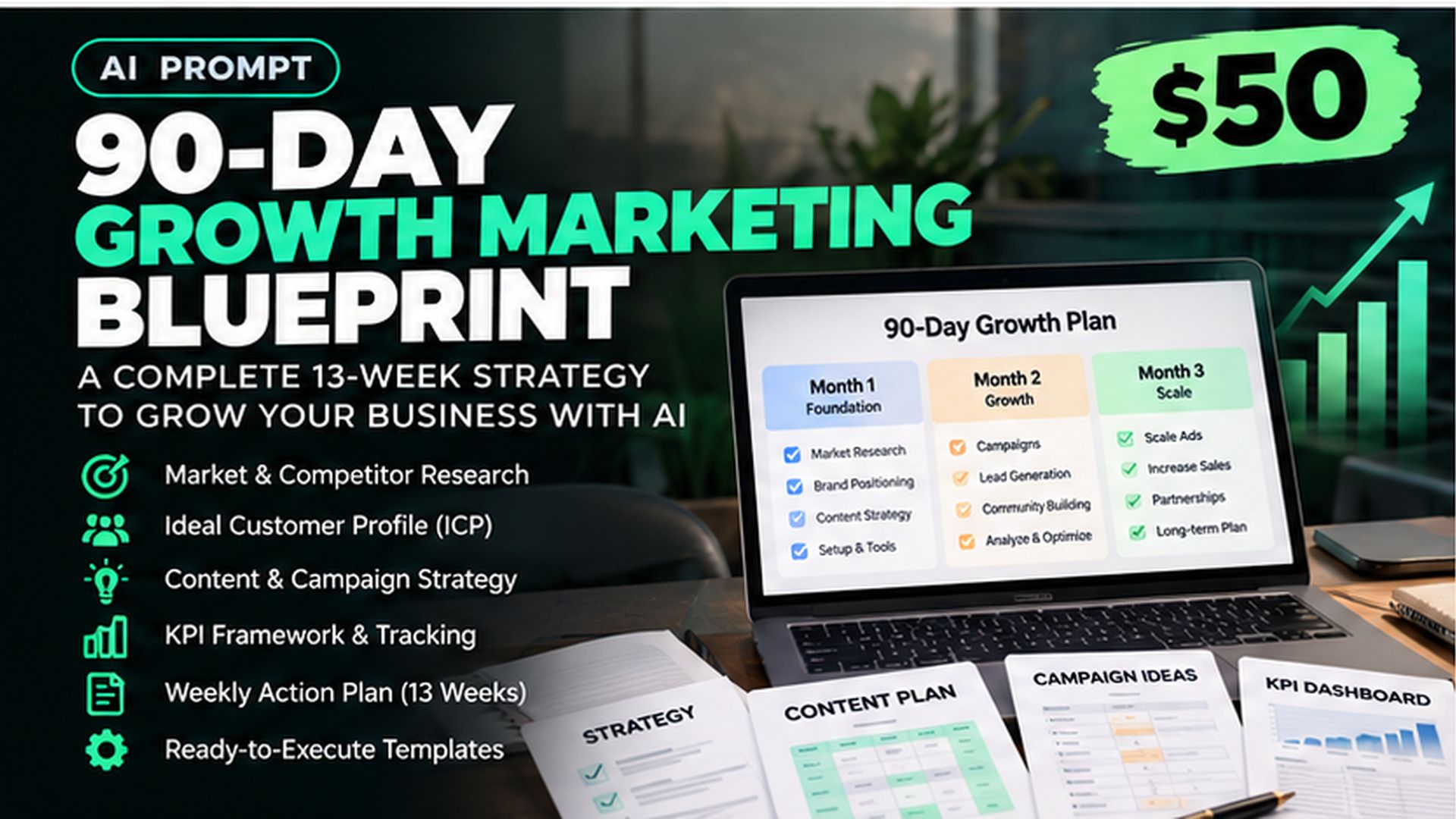 90-Day Growth Marketing Blueprint - Research Campaigns KPIs and Execution