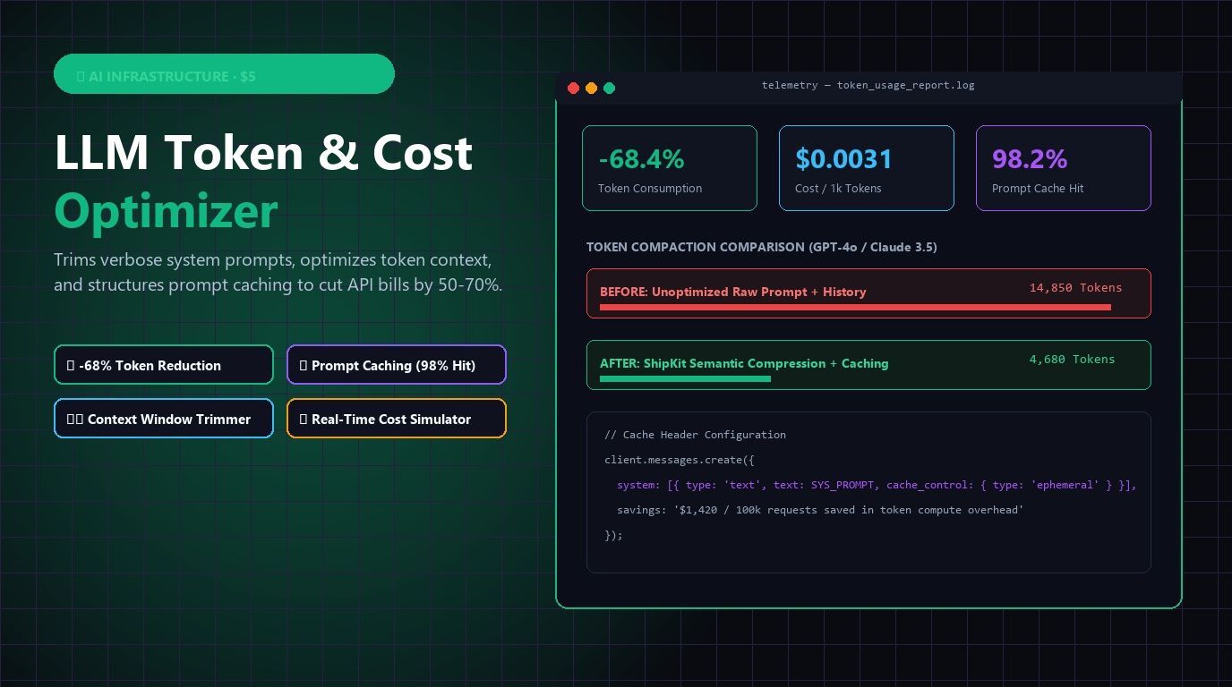 ShipKit DevTools: LLM Token & Cost Optimizer