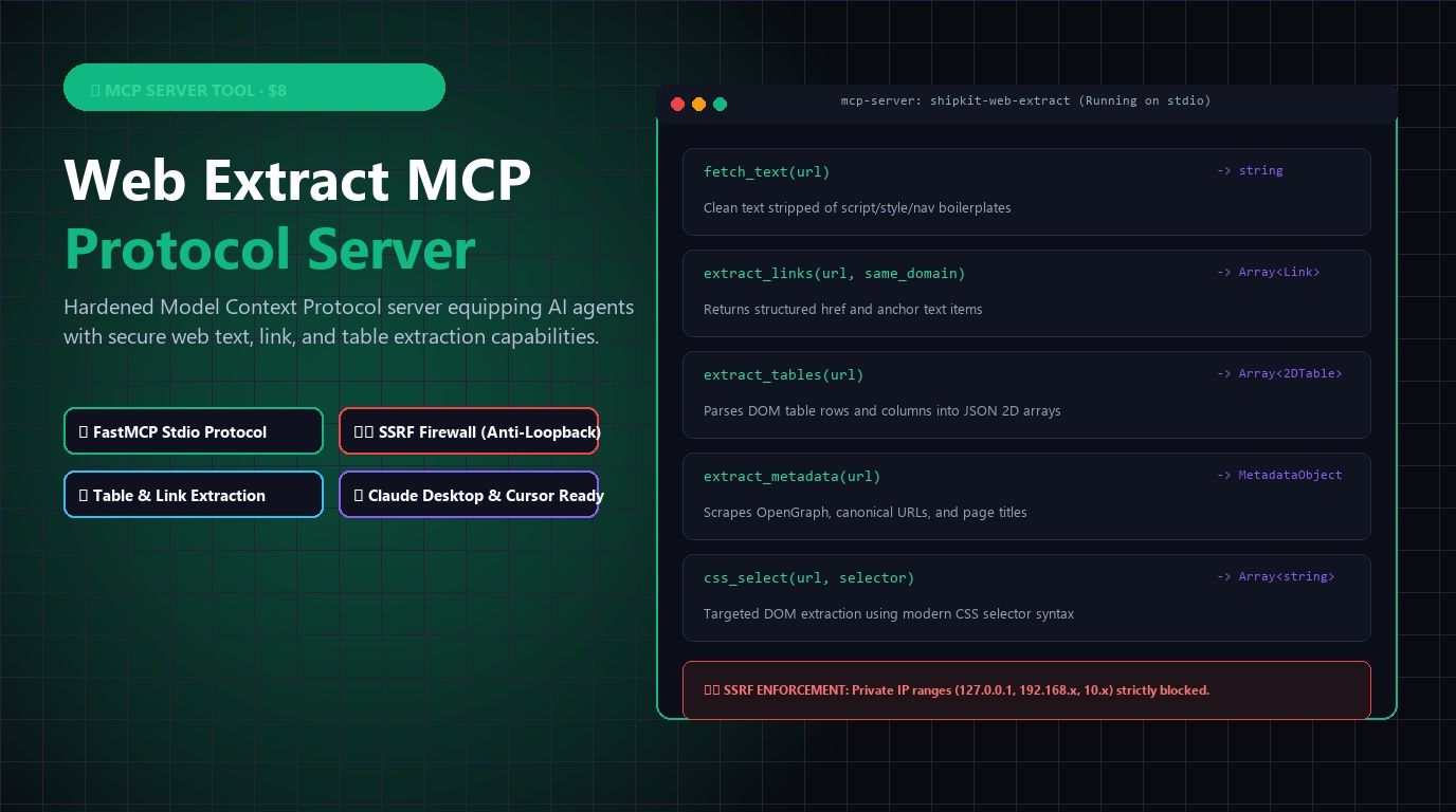 ShipKit DevTools: Web Extract MCP